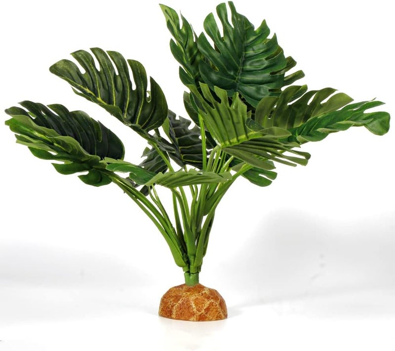 WOLEDOE Fake Monstera Plants, Reptile Terrarium Decor, Bearded Dragon Tank Accessories fit Crested Gecko Leopard Lizard Chameleon Ball Python Snake Frog - Image 1